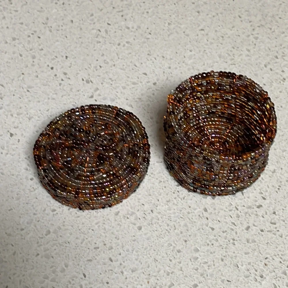 Handmade colorful iridescent rainbow beaded mini jewelry box
